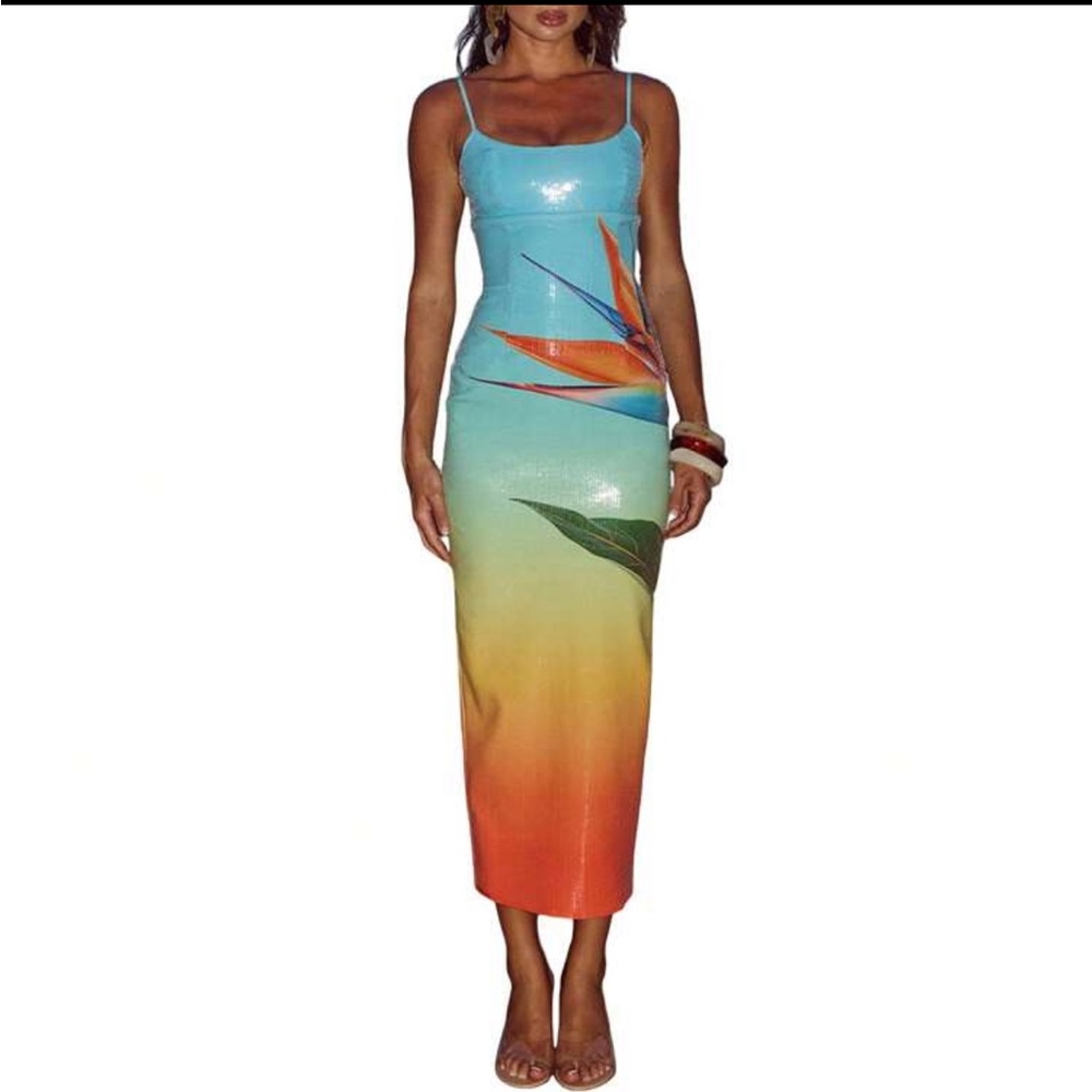 Tropical Gradient Maxi Dress